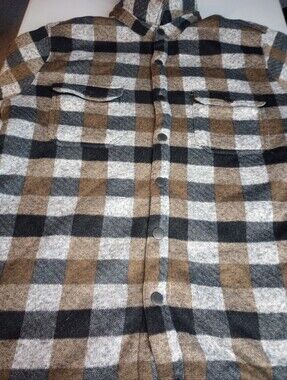 Canada Weathergear Men's Brown & Black Plaid Button-Up Sherpa Lined Shirt Large